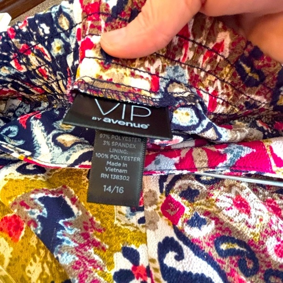 Avenue multicolor stretch waist wide leg Pants - Picture 7 of 7